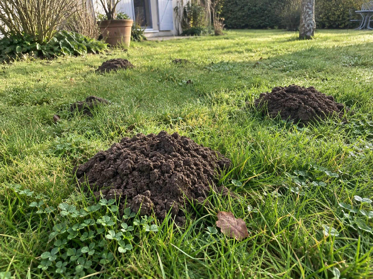 Mounds of fine soil with no visible hole: identification photo (yard & outdoors)